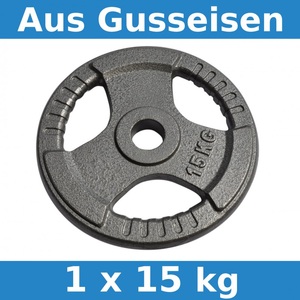 Jaden, Hantelscheibe Gripper Gewicht 15 kg, Hantelscheibe Gusseisen GRIPPER 50 mm 15 kg