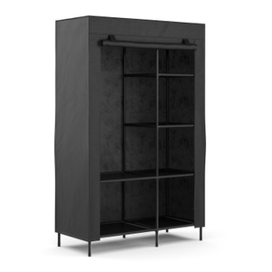 undefined, Faltschrank mit rollbaren Türen 105 x 168 cm schwarz, Faltschrank mit rollbaren Türen 105 x 168 cm schwarz