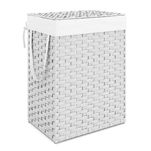 undefined, Wäschekorb Rattan mit Deckel 1 Fach 91L weiss, Wäschekorb Rattan mit Deckel 1 Fach 91L weiss