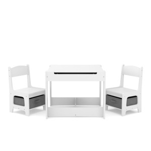 undefined, Kindertisch mit 2 Stühlen und Stauraum weiss, Kindertisch mit 2 Stühlen und Stauraum weiss