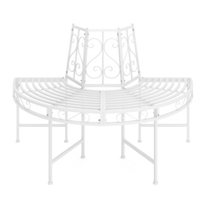 undefined, Gartenbank halbrund mit Rückenlehne LISE 124 cm weiss