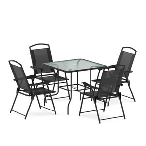 undefined, Gartenmöbel Set SILVANO mit Schirmloch schwarz