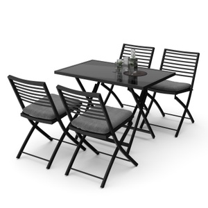 undefined, Gartenmöbel Set FABRICE mit Schirmloch schwarz