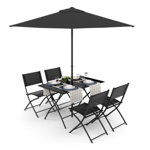undefined, Gartenmöbel Set FILIPPO mit Sonnenschirm schwarz