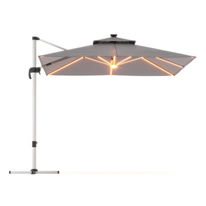 undefined, Sonnenschirm Ampelschirm SOLARIS mit LED 300 cm anthrazit