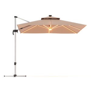 undefined, Sonnenschirm Ampelschirm SOLARIS mit LED 300 cm braun