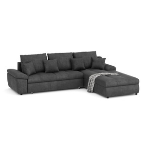 undefined, Ecksofa mit Schlaffunktion BRYNN rechts anthrazit