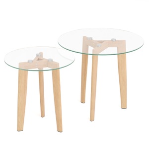 undefined, Beistelltisch Glas SERAPHINA rund 2-teilig braun
