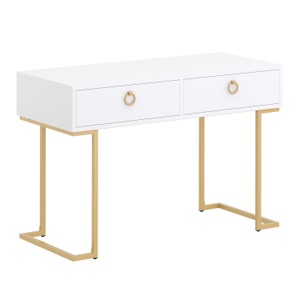 undefined, Schreibtisch Konsolentisch TESSY mit Schubladen 115 x 50 x 77 cm weiss/gold