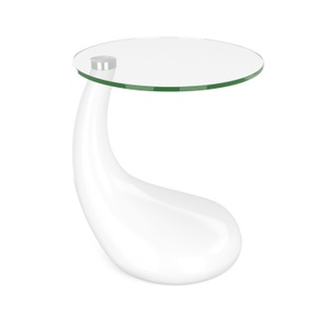 undefined, Beistelltisch Glas LORETTE rund 45 x 54 cm weiss