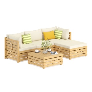 undefined, Lounge Holz RAFALE 5-teilig beige/natur