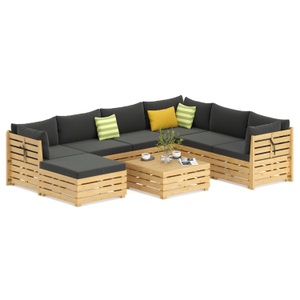 undefined, Lounge Holz RAFALE 8-teilig anthrazit/natur