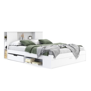 undefined, Bett Holz MADELYN mit Stauraum und Schublade 160 x 200 cm weiss