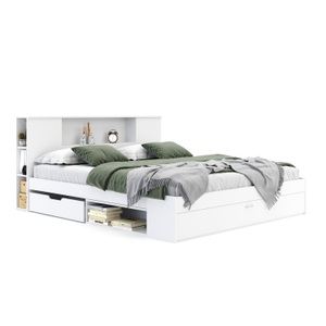 undefined, Bett Holz MADELYN mit Stauraum und Schublade 180 x 200 cm weiss