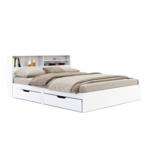 undefined, Bett Holz GENESIS mit Stauraum und Schubladen 160 x 200 cm weiss