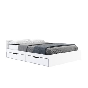 undefined, Bett Holz BELLA mit Stauraum und Schubladen 140 x 200 cm weiss