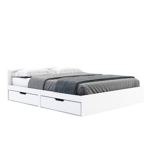 undefined, Bett Holz BELLA mit Stauraum und Schubladen 160 x 200 cm weiss