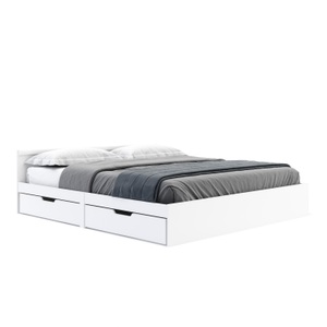 undefined, Bett Holz BELLA mit Stauraum und Schubladen 180 x 200 cm weiss