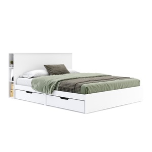 undefined, Bett Holz MARGARET mit Stauraum und Schubladen 160 x 200 cm weiss