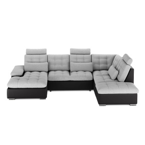 undefined, Ecksofa mit Schlaffunktion SORAYA rechts grau/schwarz, Ecksofa mit Schlaffunktion SORAYA rechts grau/schwarz