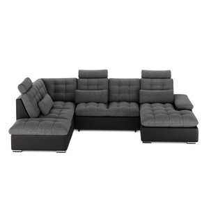 undefined, Ecksofa mit Schlaffunktion SORAYA links anthrazit/schwarz, Ecksofa mit Schlaffunktion SORAYA links anthrazit/schwarz
