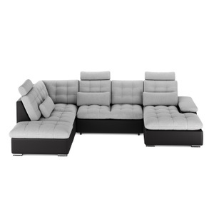 undefined, Ecksofa mit Schlaffunktion SORAYA links grau/schwarz, Ecksofa mit Schlaffunktion SORAYA links grau/schwarz