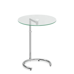 undefined, Beistelltisch Glas EVANDER rund höhenverstellbar 46 x 70 cm silber