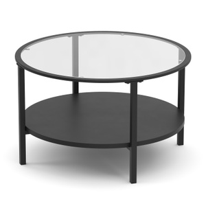 undefined, Beistelltisch Glas TORIN rund 75 x 45 cm schwarz