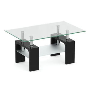 undefined, Beistelltisch Glas CASSIAN 100 x 60 x 45 cm schwarz