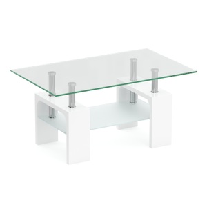 undefined, Beistelltisch Glas CASSIAN 100 x 60 x 45 cm weiss