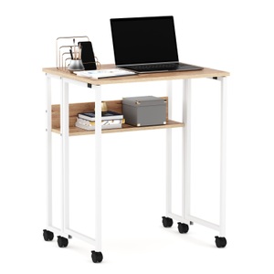 undefined, Schreibtisch klappbar auf Rollen DUNE 63 x 50 x 75 cm hellbraun/weiss