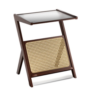 undefined, Nachttisch Glas ORVO 45 x 35 x 56 cm braun