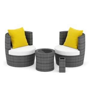 undefined, Gartenmöbelset Rattan BROOKLYN stapelbar grau