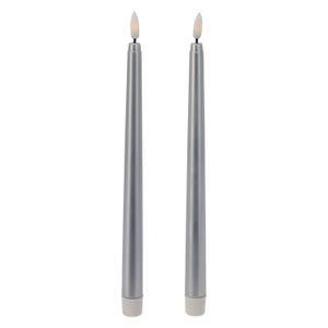undefined, LED Tischkerze 27 cm 2er Set silber