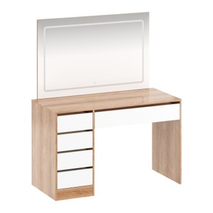 undefined, Schminktisch mit Licht KAIA braun/weiss