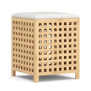 undefined, Wäschekorb Hocker Bambus VELDEN 48L natur