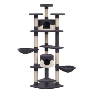 Cat trees, Katzenbaum 210 cm hoch grau, Katzenbaum BLACKY 210 cm grau