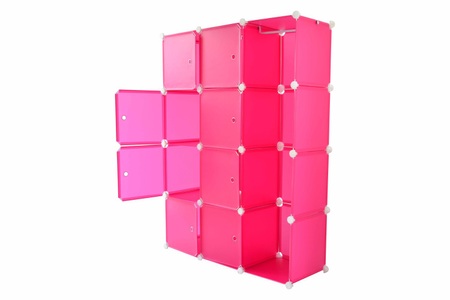 Dora, Kleiderschrank Steckregal pink