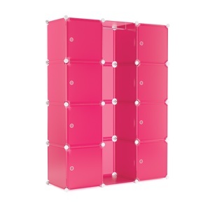 Dora, Kleiderschrank Steckregal pink, Kleiderschrank Steckregal pink 12 Boxen