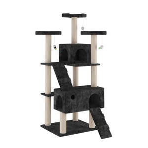 R - cat trees, Katzenbaum 182cm hoch schwarz mit Spielmäusen, Katzenbaum MIRO 182 cm schwarz