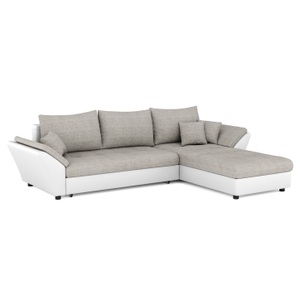 Sofas Kalm, Ecksofa CAESAR weiss grau, Ecksofa mit Schlaffunktion CAESAR links/rechts weiss/beige