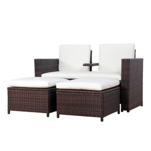 Feier, Love Seat CHANELL Rattan Garnitur, Love Seat Rattan Garnitur CHANELL braun/weiss