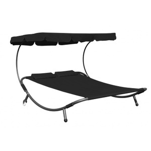 R - Saisonale Items, 2 Personen Sonnenliege Gartenliege schwarz, Sonnenliege 2 Personen schwarz