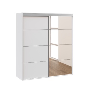 Jakub, Schrank Kleiderschrank BODO, Kleiderschrank Schiebetüren mit Spiegel BODO 180 cm weiss