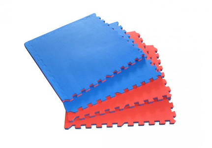 Jaden, Bodenmatte 61 x 61 x 2 cm blau rot 4er Set, Bodenschutzmatte 4er Set blau/rot