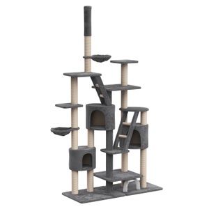 Cat trees, Katzenkratzbaum XXL höhenverstellbar grau, Katzenbaum TARZAN 255 cm grau