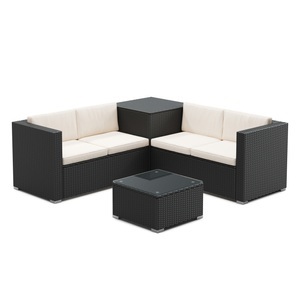 Cindy, Rattanlounge SAN MARINO anthrazit, Rattanlounge SAN MARINO schwarz/beige