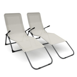 Nicole, Liegestuhl im Doppelpack beige, Liegestuhl beige 2er Set