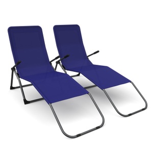 Nicole, Liegestuhl im Doppelpack blau, Liegestuhl blau 2er Set