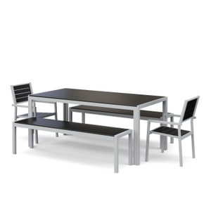 undefined, Gartenmöbel Set ZILO 2 Stühle + 2 Bänke anthrazit, Gartenmöbel Set ZILO 2 Stühle + 2 Bänke anthrazit